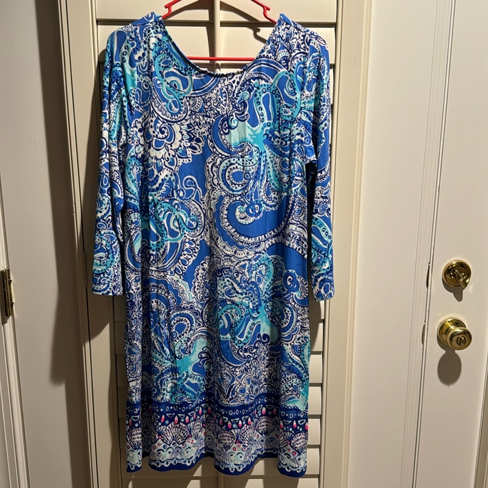 Lilly Pulitzer Blue & Aqua Paisley Long Sleeve Dress